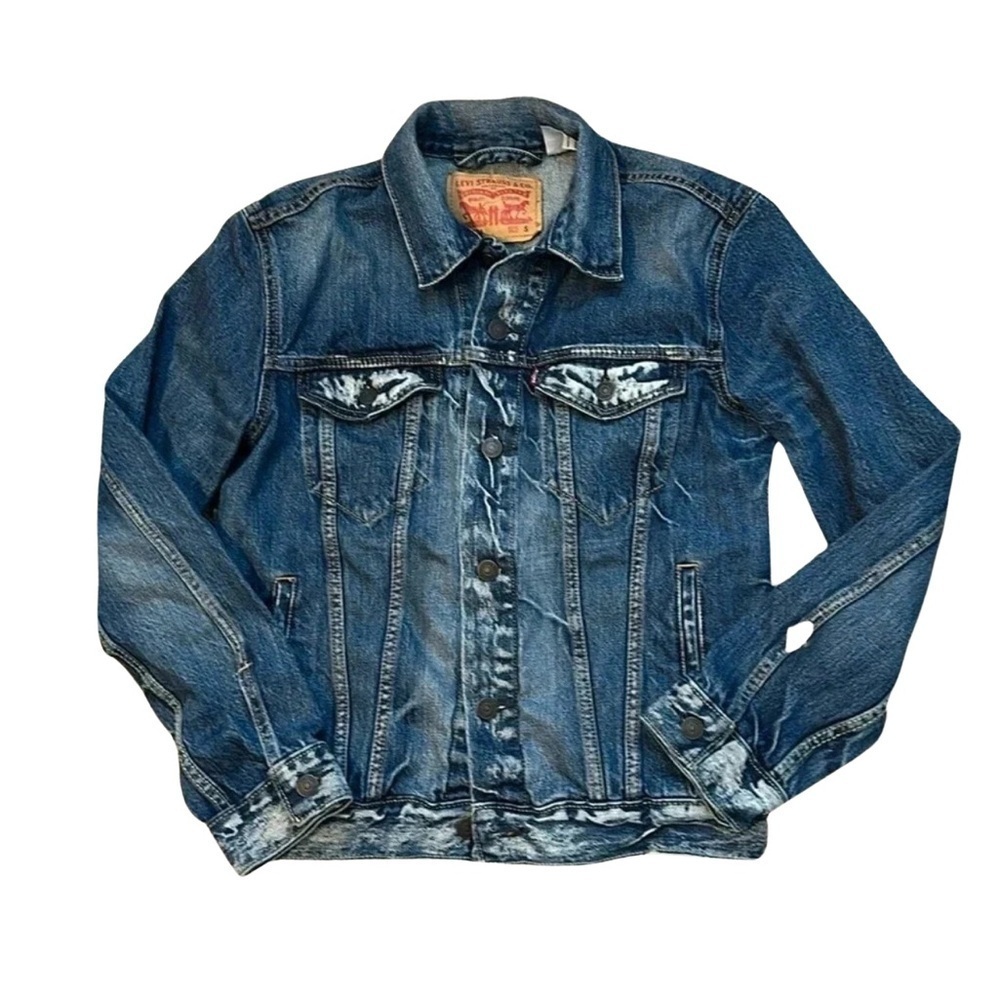 Levi’s Y2K Boho Rugged Retro Streetwear Trucker Med/Dark Wash Jean Jacket SzS